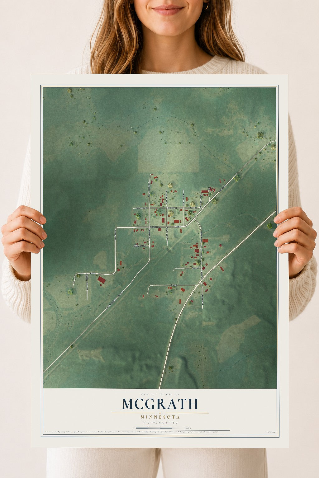 Map of McGrath, Minnesota, 18 x 24 inch unframed archival matte print