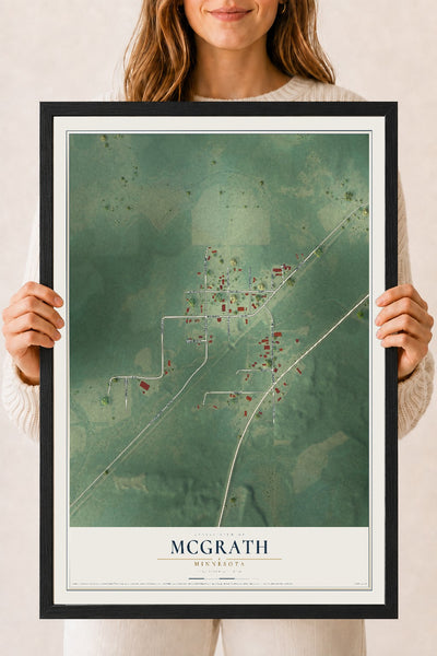 Map of McGrath, Minnesota, 18 x 24 inch print in a black wood frame