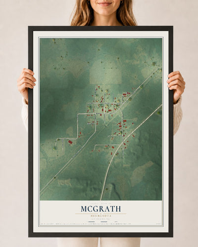 Map of McGrath, Minnesota, 24 x 36 inch print in a black wood frame