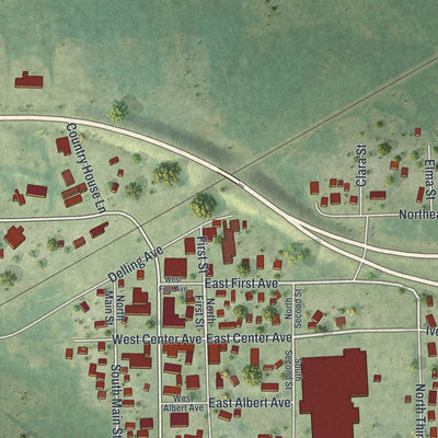 Close-up of the map of McGregor, Minnesota print showing street and building detail