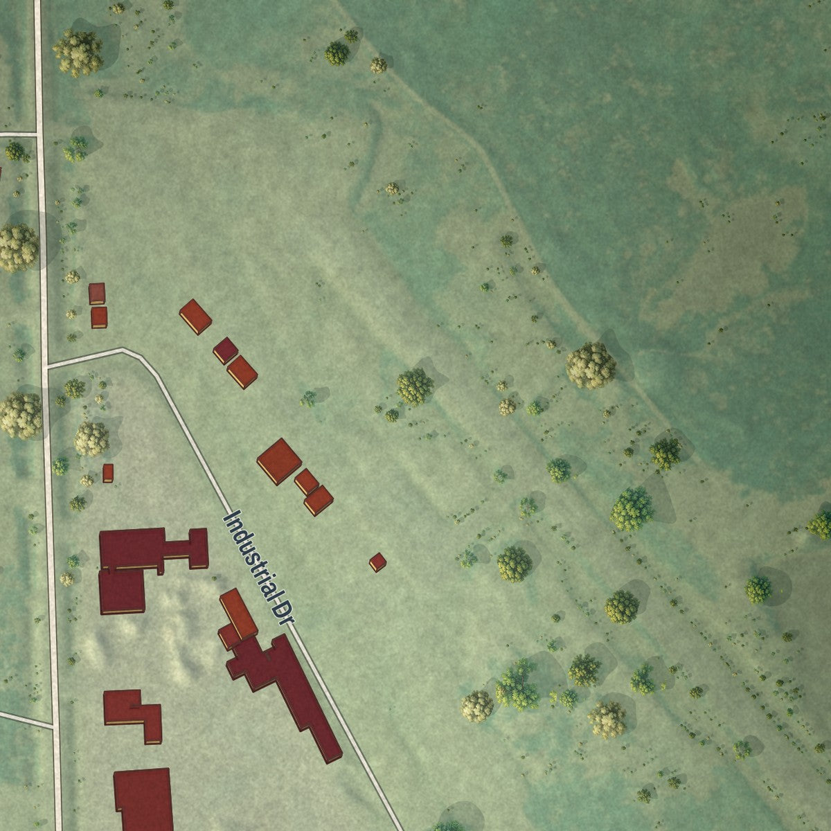 Second close-up of the map of McGregor, Minnesota print showing more streets and buildings