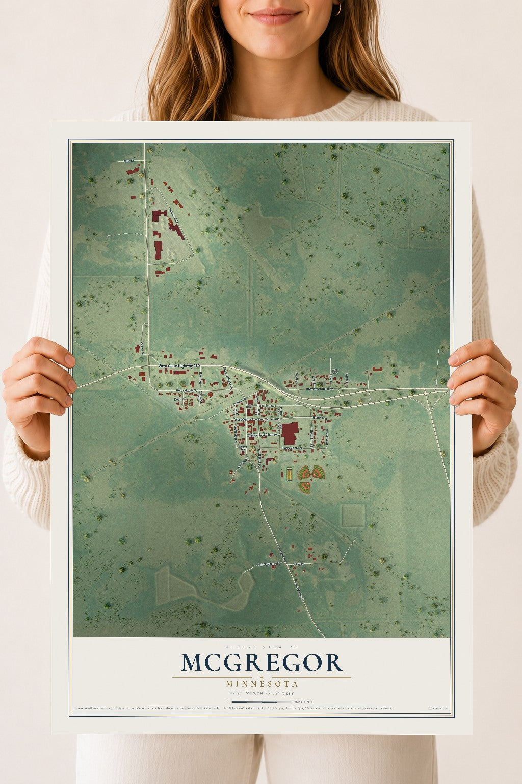 Map of McGregor, Minnesota, 18 x 24 inch unframed archival matte print