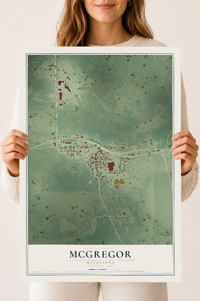 Map of McGregor, Minnesota, 18 x 24 inch unframed archival matte print
