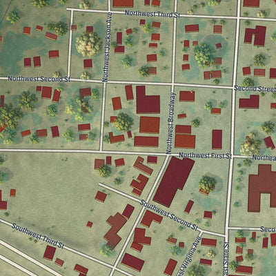Close-up of the map of McIntosh, Minnesota print showing street and building detail