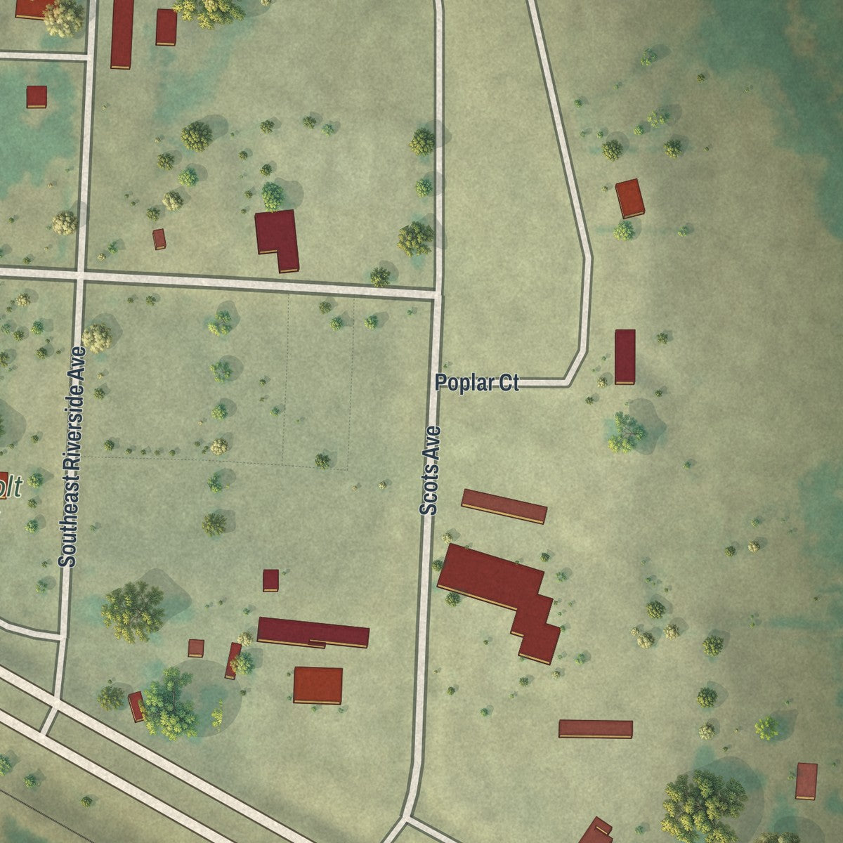 Second close-up of the map of McIntosh, Minnesota print showing more streets and buildings