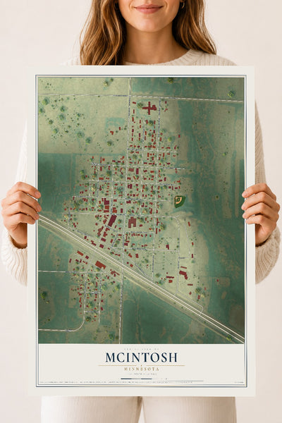 Map of McIntosh, Minnesota, 18 x 24 inch unframed archival matte print