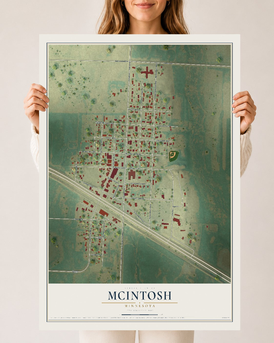 Map of McIntosh, Minnesota, 24 x 36 inch unframed archival matte print