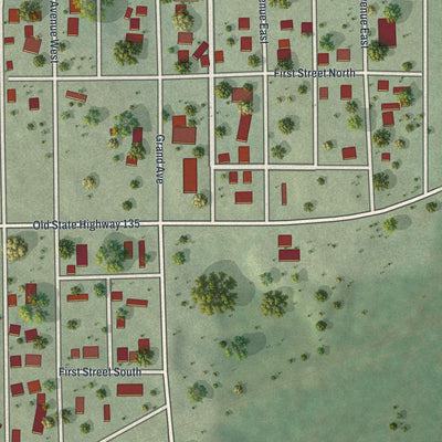 Close-up of the map of McKinley, Minnesota print showing street and building detail