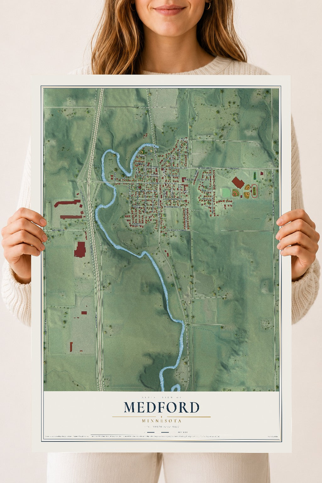 Map of Medford, Minnesota, 18 x 24 inch unframed archival matte print