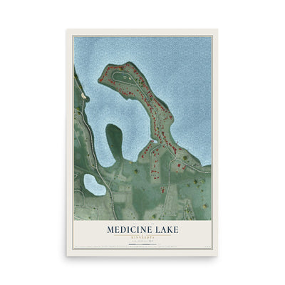 Map of Medicine Lake, Minnesota, 12 x 18 inch unframed archival matte print