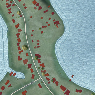 Close-up of the map of Medicine Lake, Minnesota print showing street and building detail