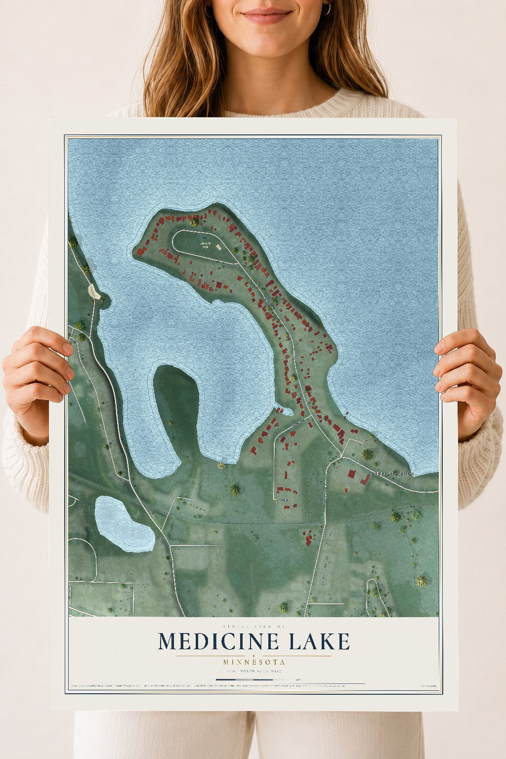 Map of Medicine Lake, Minnesota, 18 x 24 inch unframed archival matte print