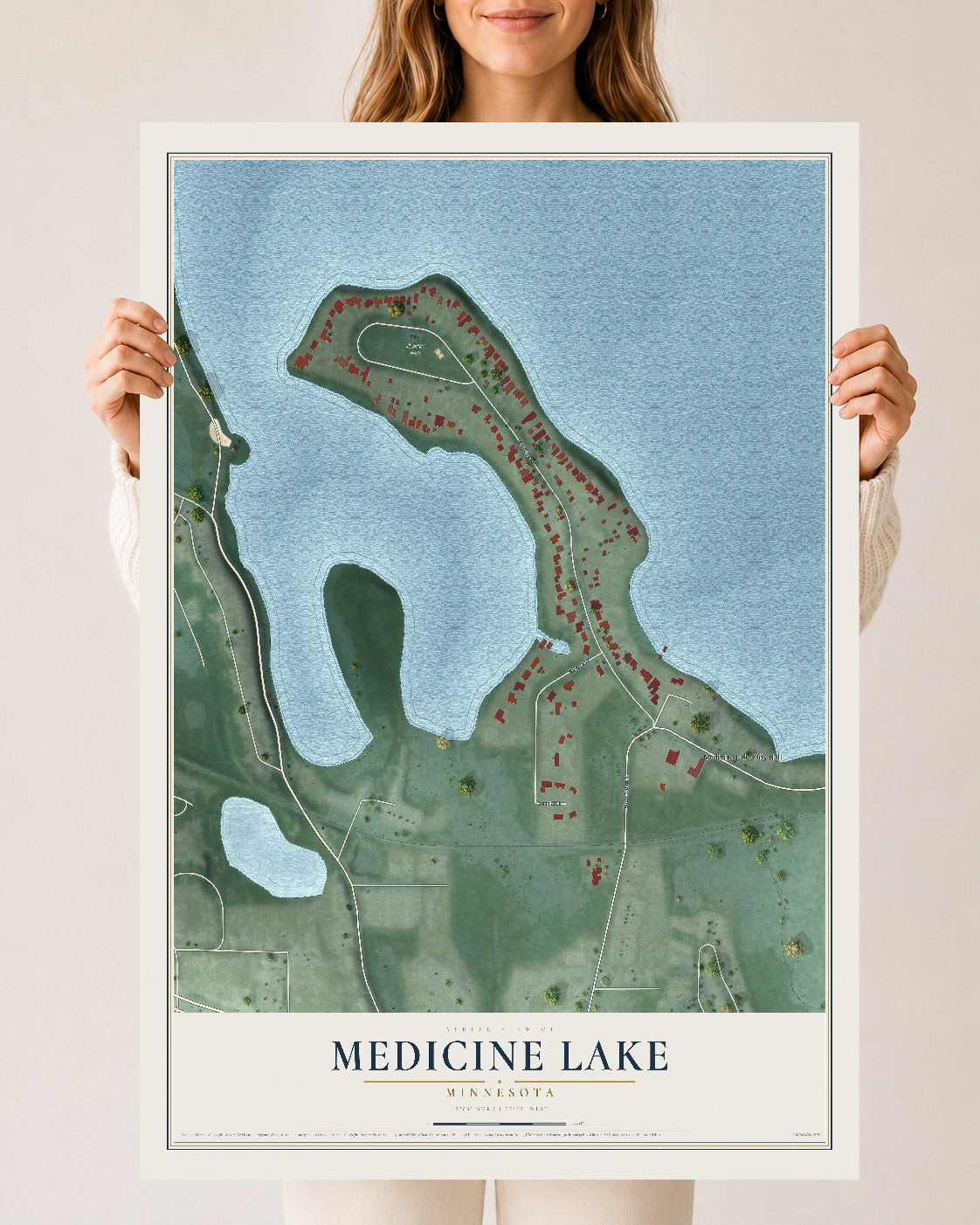 Map of Medicine Lake, Minnesota, 24 x 36 inch unframed archival matte print