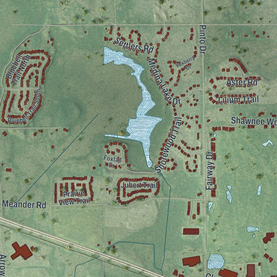 Second close-up of the map of Medina, Minnesota print showing more streets and buildings