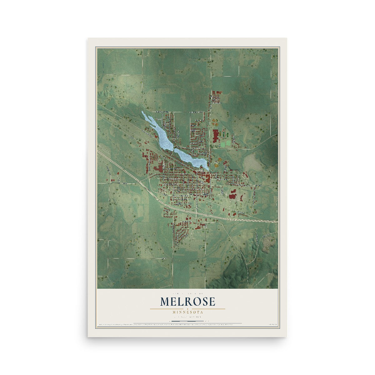 Map of Melrose, Minnesota, 12 x 18 inch unframed archival matte print