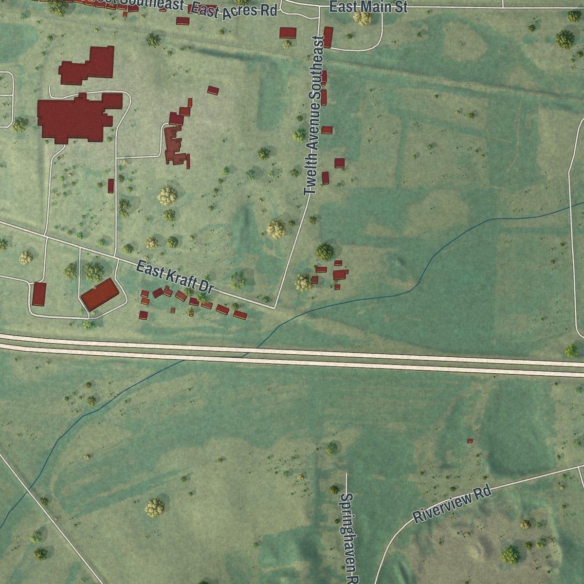 Second close-up of the map of Melrose, Minnesota print showing more streets and buildings