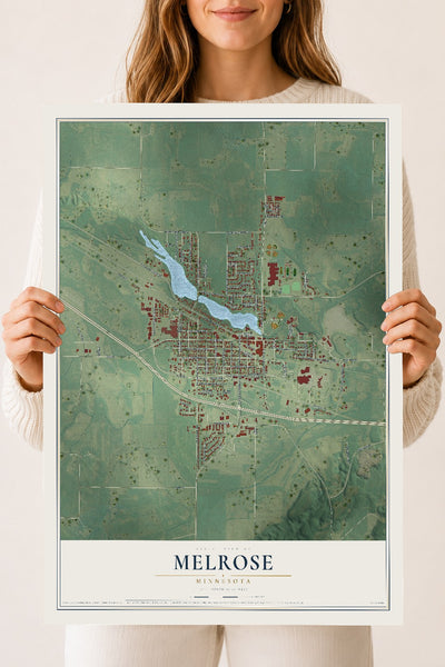 Map of Melrose, Minnesota, 18 x 24 inch unframed archival matte print