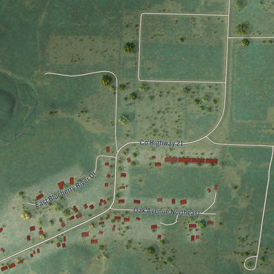 Second close-up of the map of Menahga, Minnesota print showing more streets and buildings