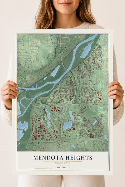 Map of Mendota Heights, Minnesota, 18 x 24 inch unframed archival matte print