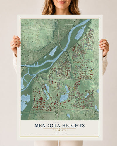 Map of Mendota Heights, Minnesota, 24 x 36 inch unframed archival matte print