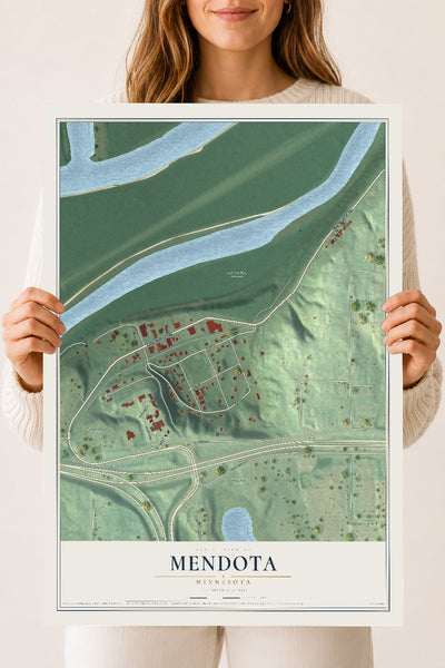 Map of Mendota, Minnesota, 18 x 24 inch unframed archival matte print