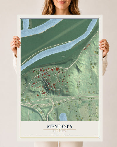 Map of Mendota, Minnesota, 24 x 36 inch unframed archival matte print