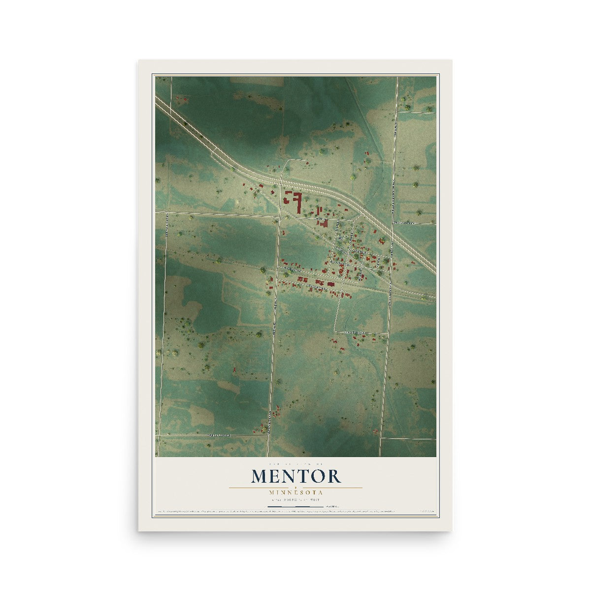 Map of Mentor, Minnesota, 12 x 18 inch unframed archival matte print