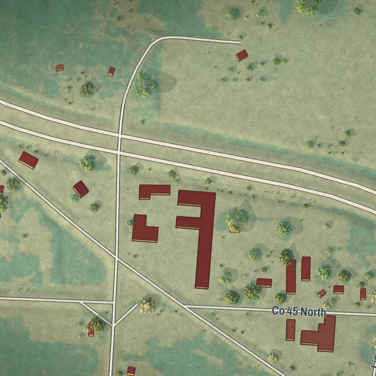 Second close-up of the map of Mentor, Minnesota print showing more streets and buildings