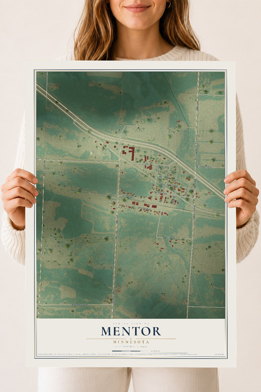 Map of Mentor, Minnesota, 18 x 24 inch unframed archival matte print
