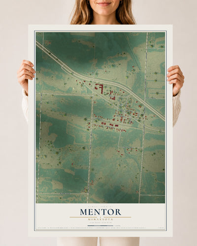 Map of Mentor, Minnesota, 24 x 36 inch unframed archival matte print