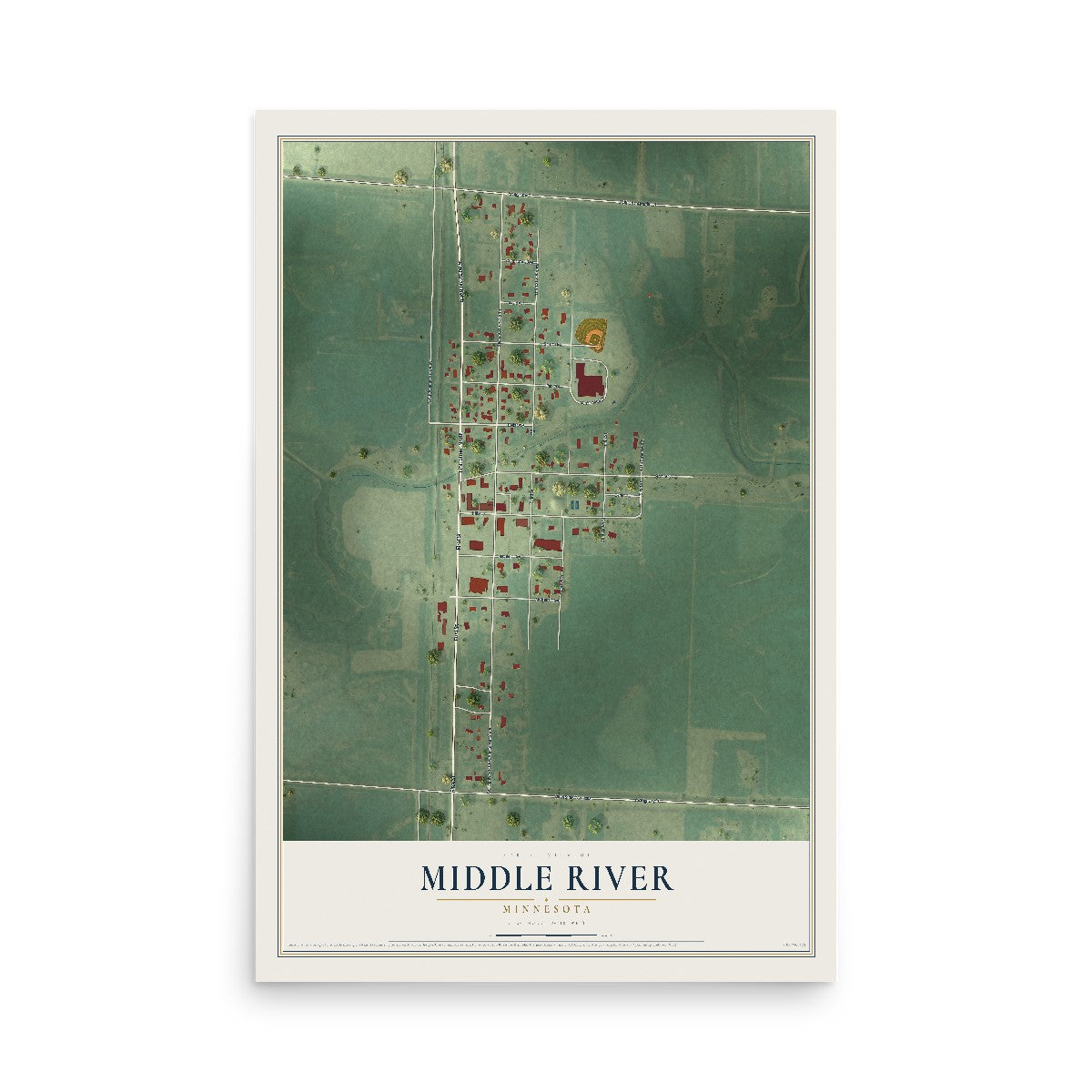 Map of Middle River, Minnesota, 12 x 18 inch unframed archival matte print