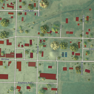 Close-up of the map of Middle River, Minnesota print showing street and building detail