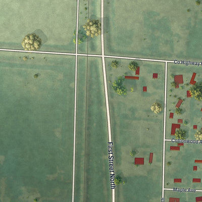 Second close-up of the map of Middle River, Minnesota print showing more streets and buildings