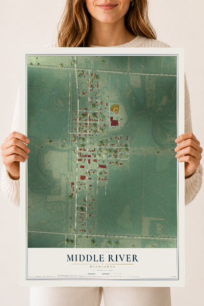 Map of Middle River, Minnesota, 18 x 24 inch unframed archival matte print