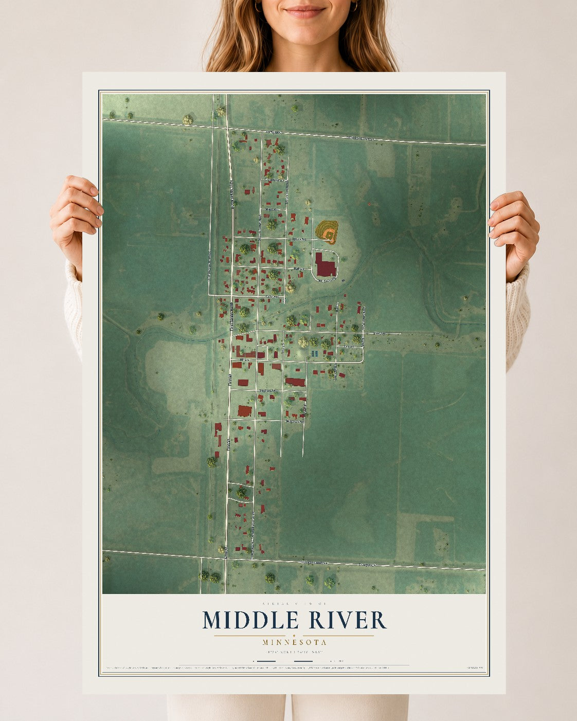 Map of Middle River, Minnesota, 24 x 36 inch unframed archival matte print