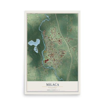 Map of Milaca, Minnesota, 12 x 18 inch unframed archival matte print