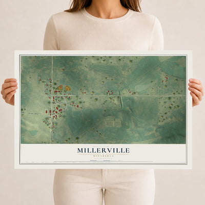Map of Millerville, Minnesota, 12 x 18 inch unframed archival matte print