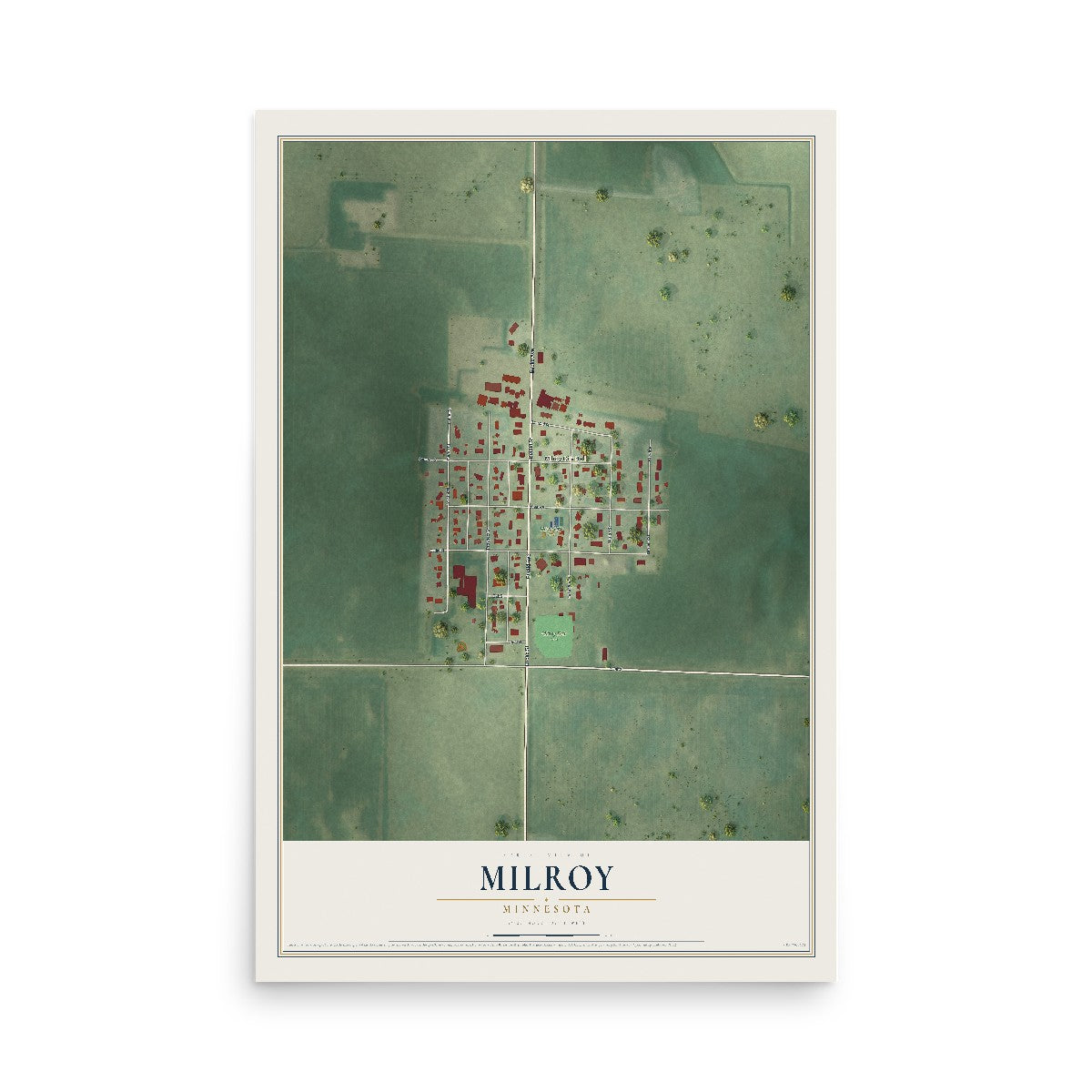 Map of Milroy, Minnesota, 12 x 18 inch unframed archival matte print