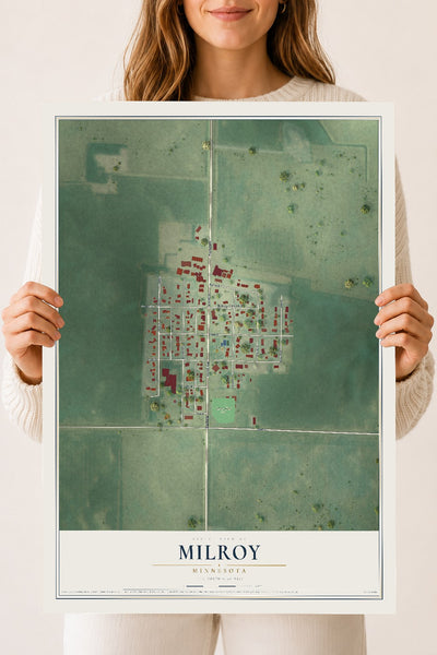 Map of Milroy, Minnesota, 18 x 24 inch unframed archival matte print