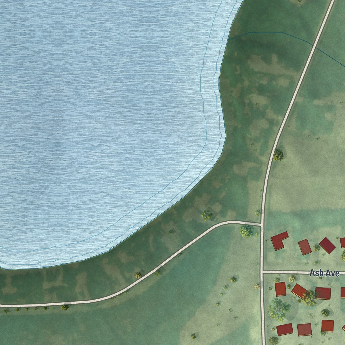 Second close-up of the map of Miltona, Minnesota print showing more streets and buildings