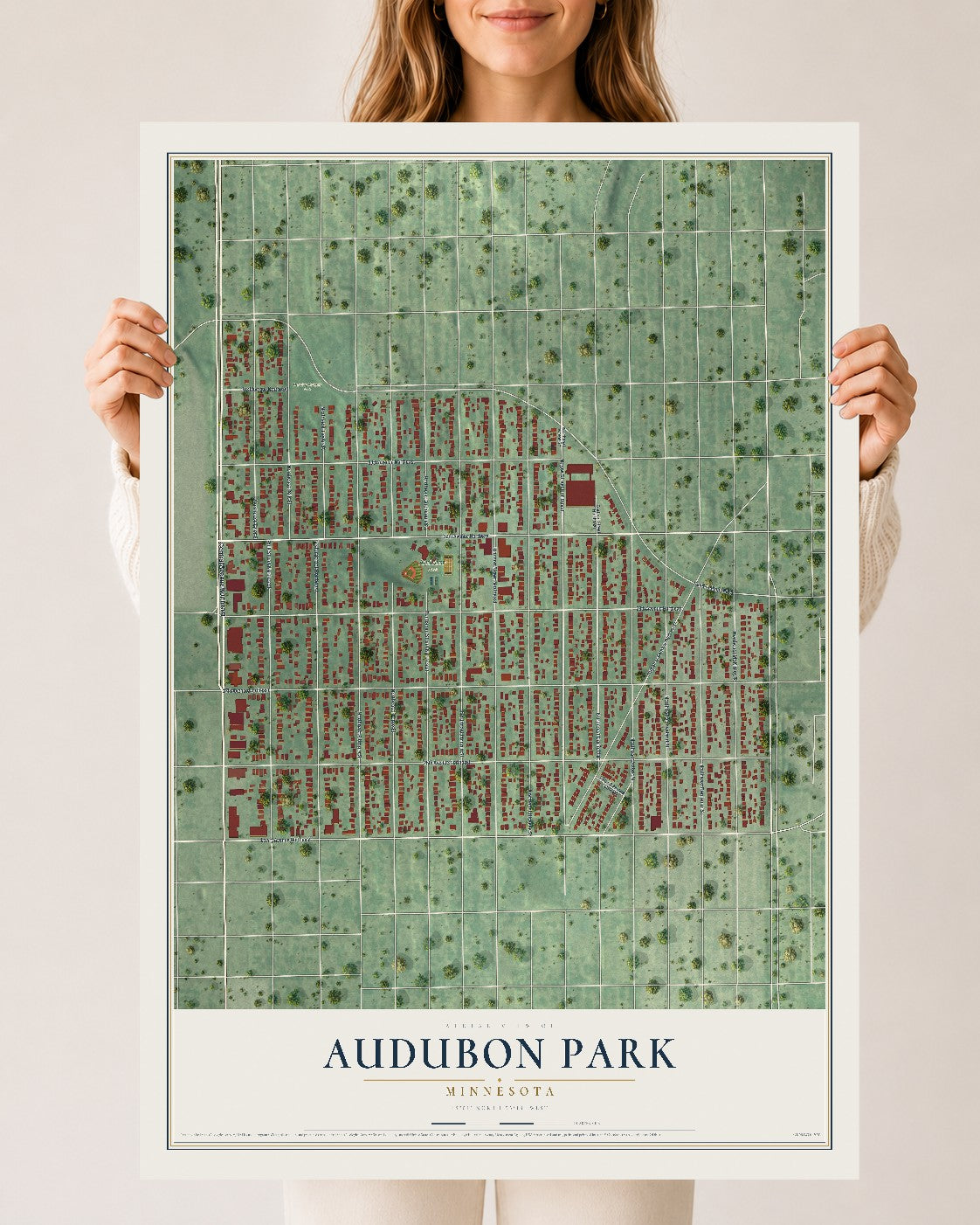 Map of Audubon Park, Minnesota, 24 x 36 inch unframed archival matte print