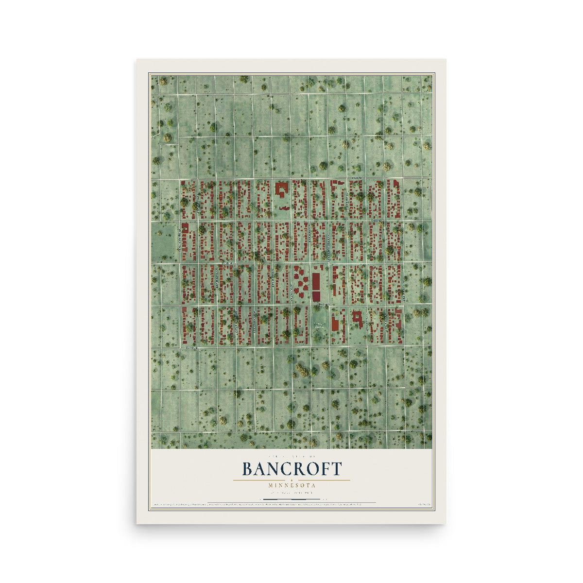Map of Bancroft, Minnesota, 12 x 18 inch unframed archival matte print