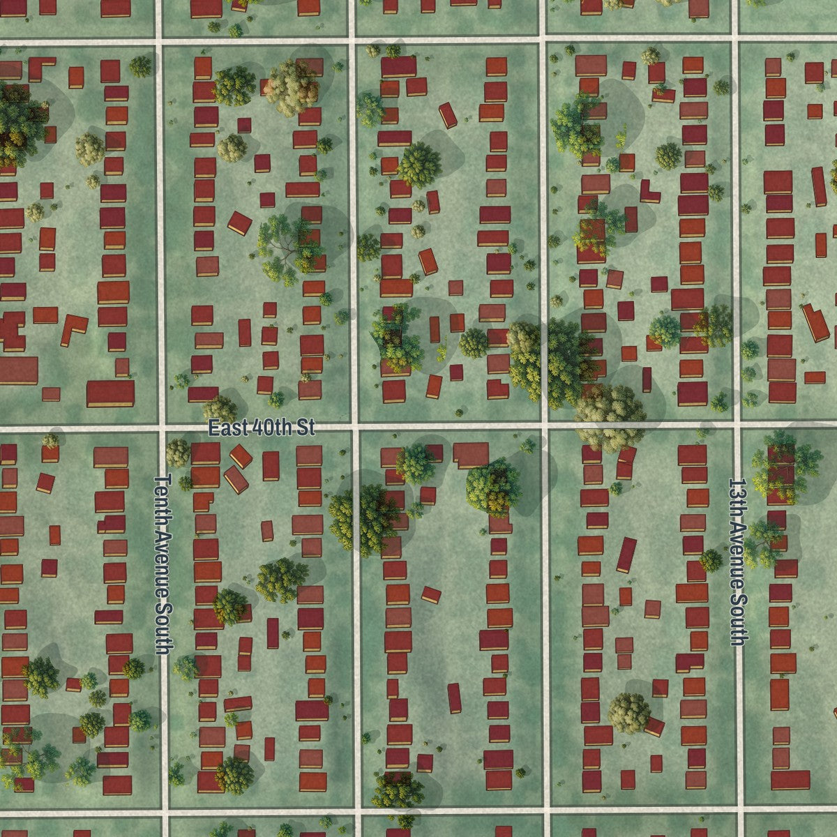 Second close-up of the map of Bancroft, Minnesota print showing more streets and buildings