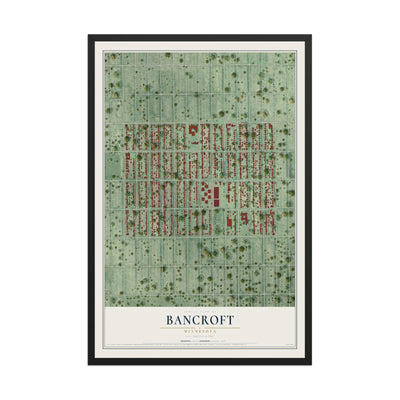 Map of Bancroft, Minnesota, 12 x 18 inch print in a black wood frame