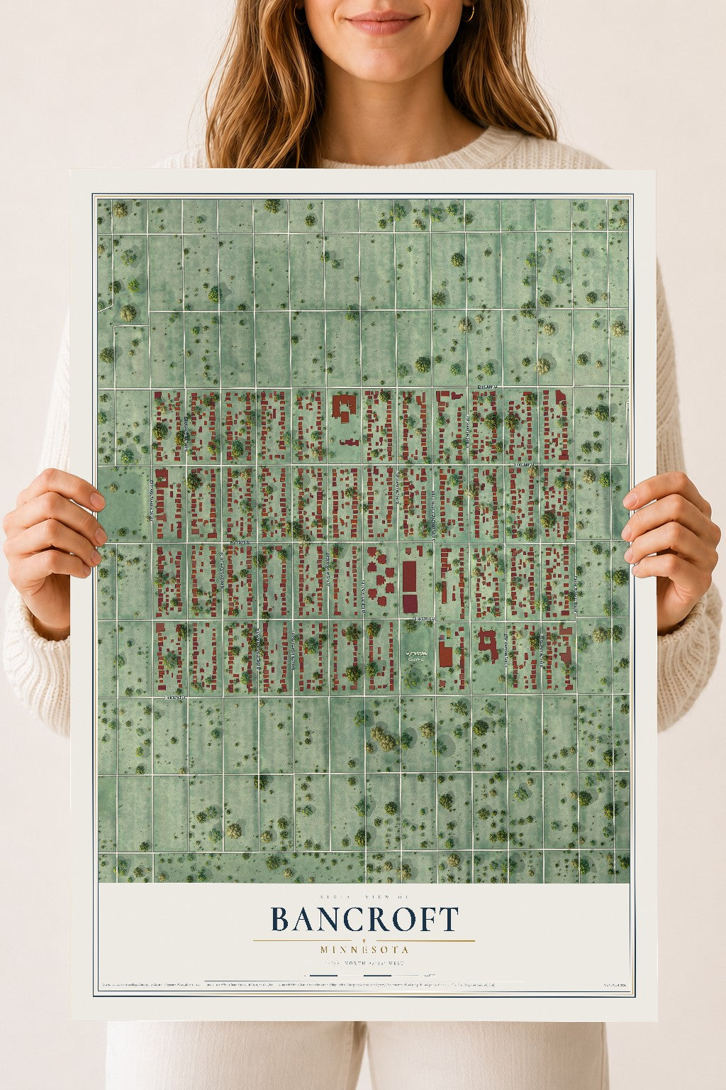 Map of Bancroft, Minnesota, 18 x 24 inch unframed archival matte print