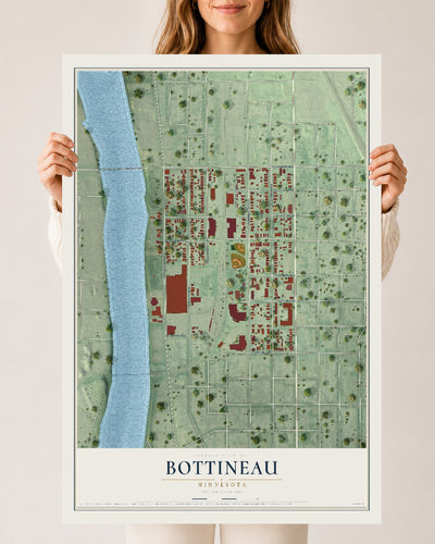 Map of Bottineau, Minnesota, 24 x 36 inch unframed archival matte print