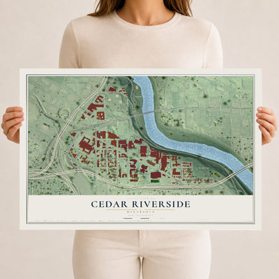 Map of Cedar Riverside, Minnesota, 12 x 18 inch unframed archival matte print
