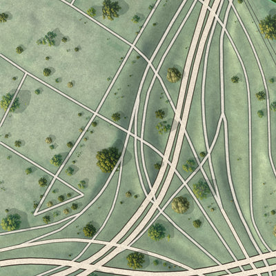 Close-up of the map of Cedar Riverside, Minnesota print showing street and building detail
