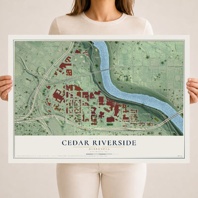 Map of Cedar Riverside, Minnesota, 18 x 24 inch unframed archival matte print