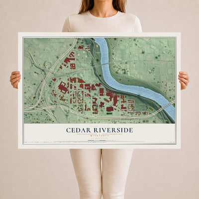 Map of Cedar Riverside, Minnesota, 24 x 36 inch unframed archival matte print